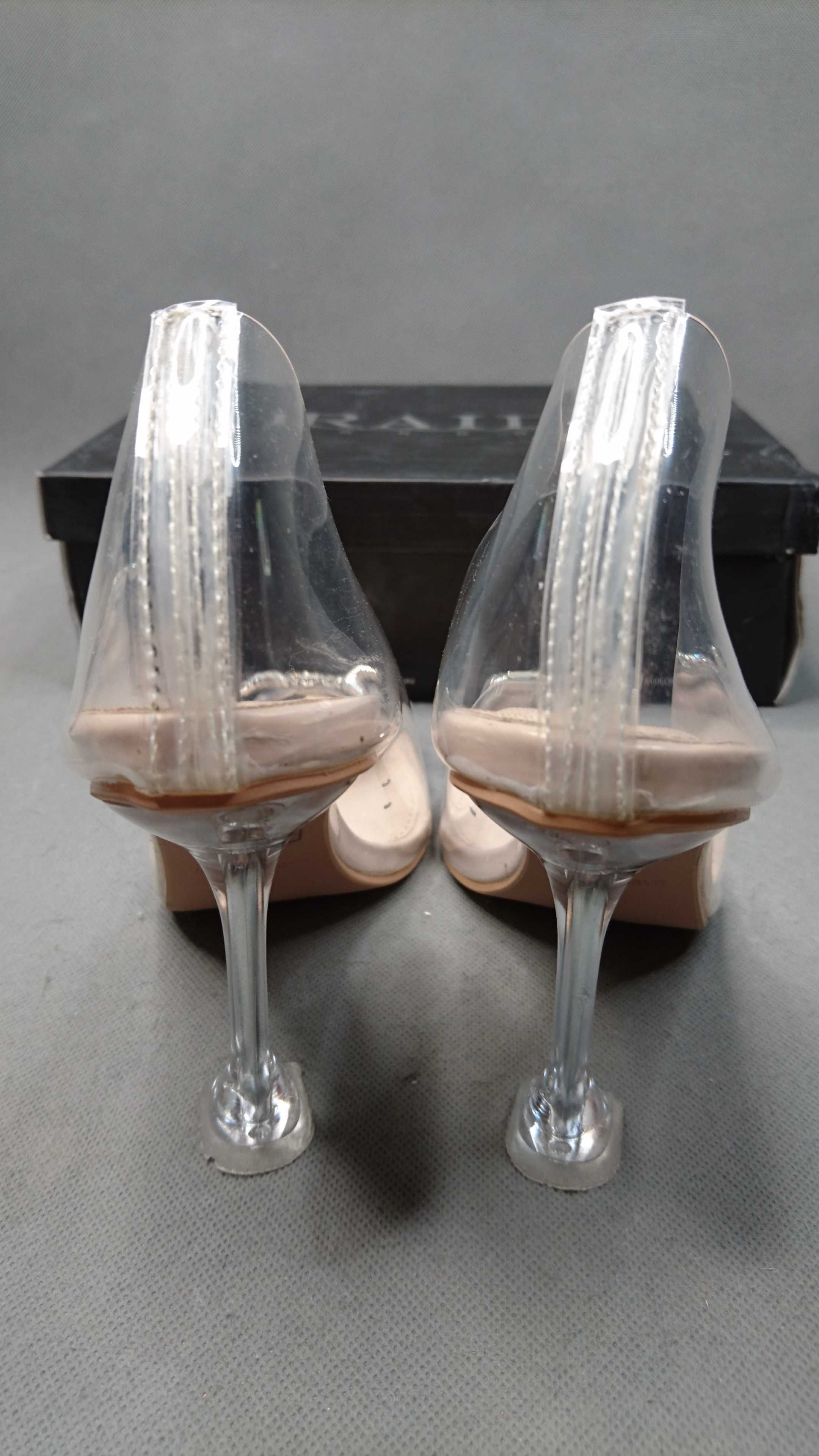 Buty Raid Caprice Clear Nude Patent Pums High Heels R.38