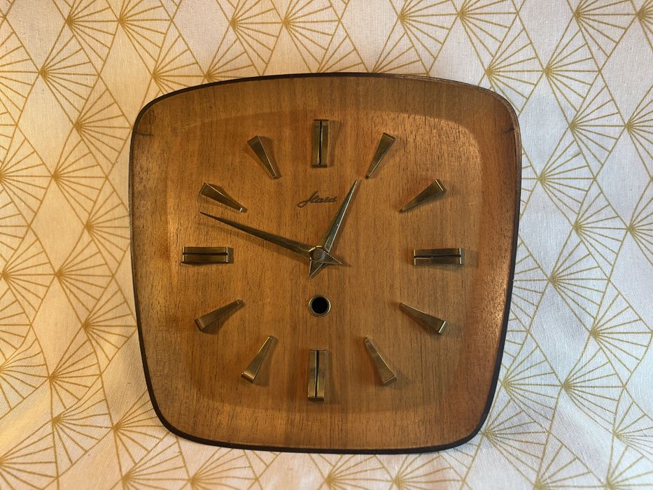 Zegar ścienny Kienzle Vintage Mid-Century Modern Drewno Kwarc