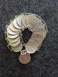Pulseira com moedas de 2,50 escudos anos 40 e 50 em liga de prata 650