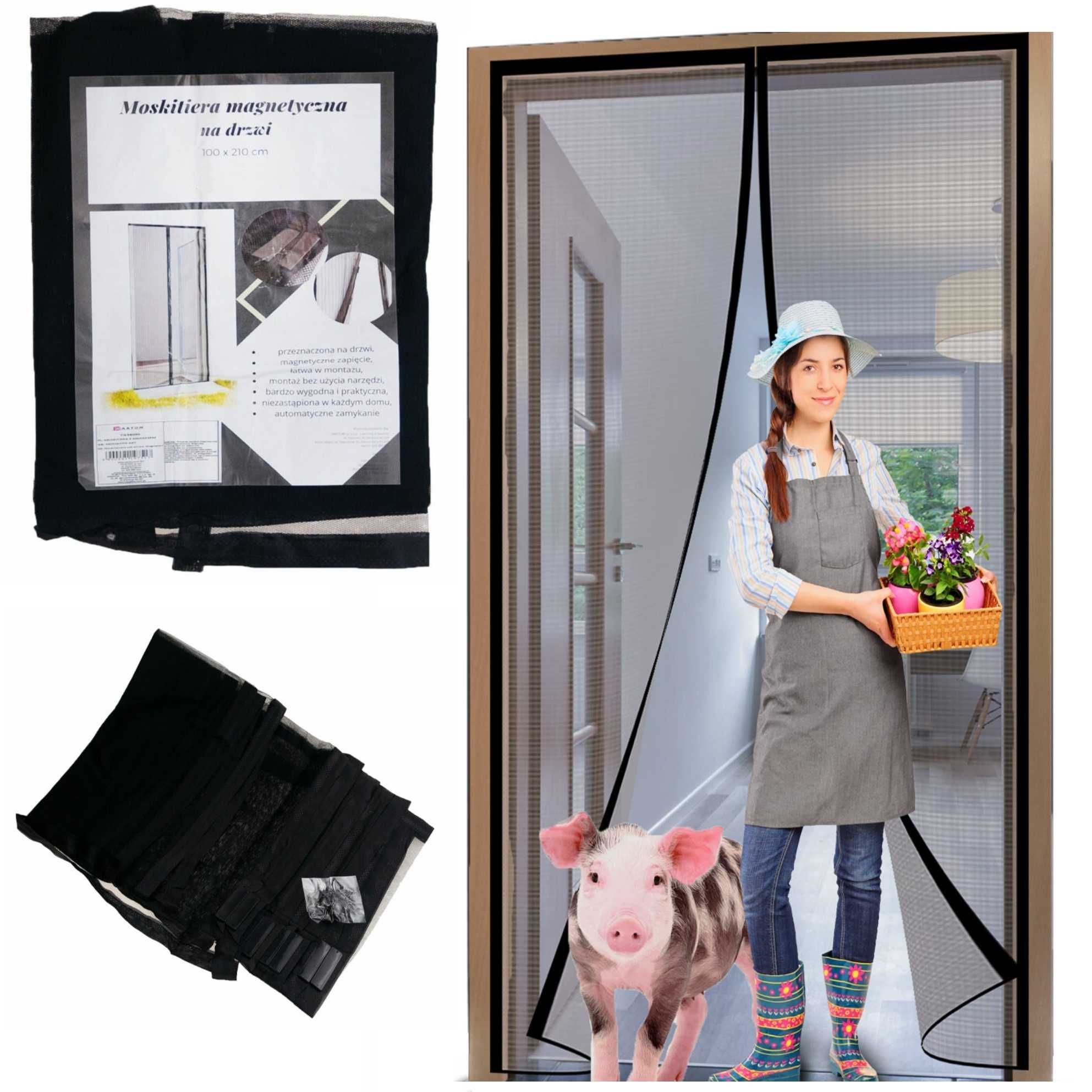 MOSKITIERA NA DRZWI okno balkonowe balkon Z MAGNESAMI 210x100 magnetyc