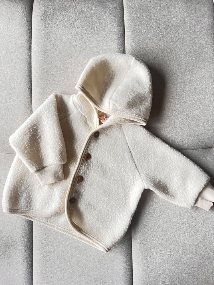 Wełniana kurtka Engel 62/68 kremowa merino