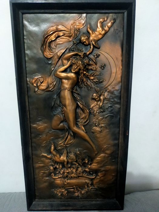 Akt z Putttami stary obraz miedzioryt