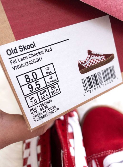 sneakersy, vansy, unisex, szachownica, kratka, old skool, checker red