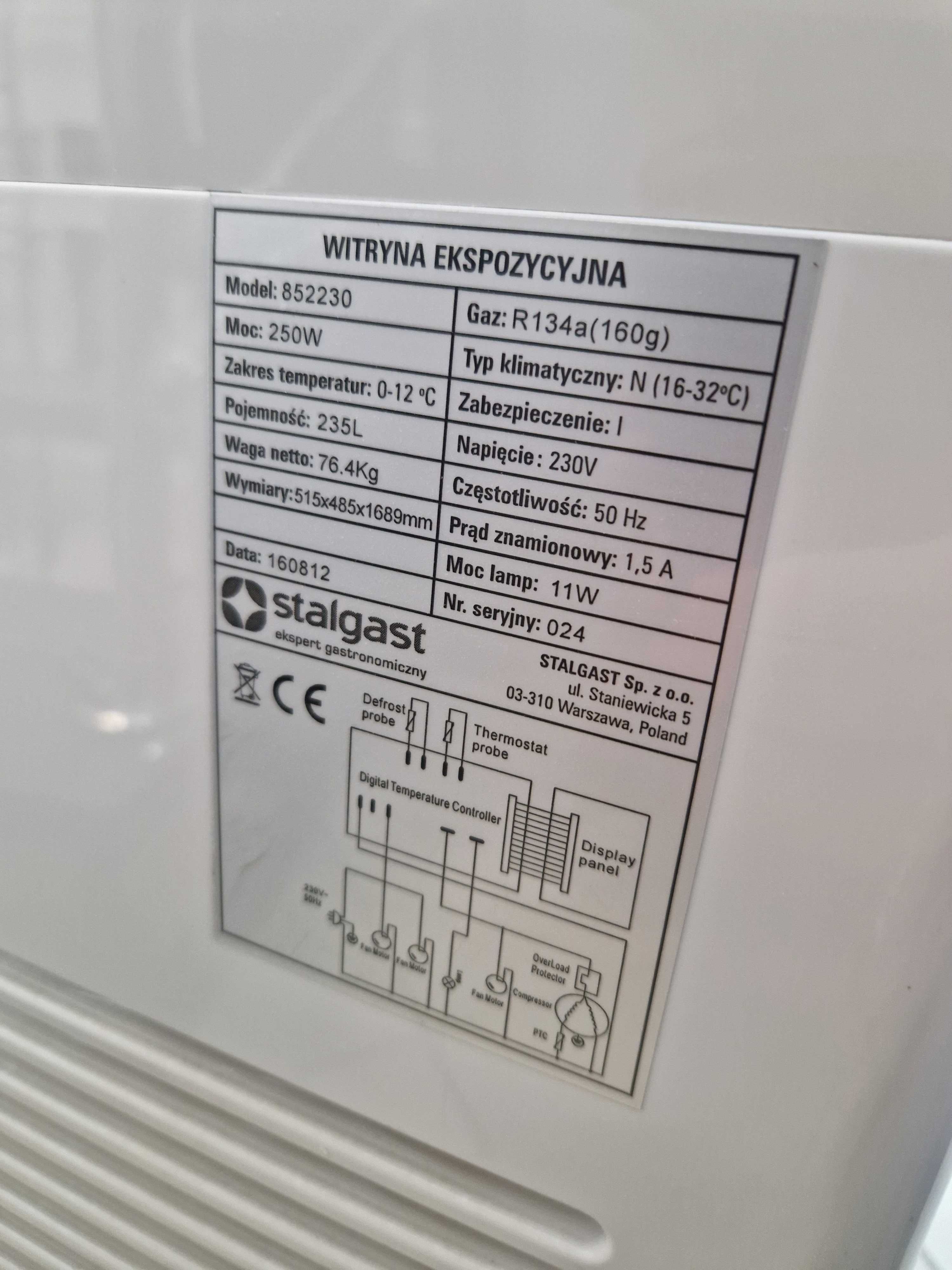 Witryna szafa chłodnicza ekspozycyjna Stalgast 235L. lodówka 852230