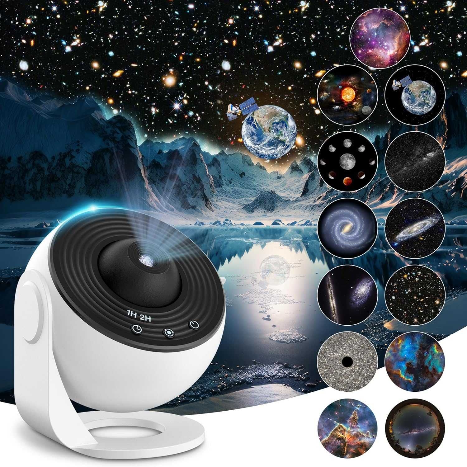 Mexllex Mini Projektor Galaktyka 12 Planet dla dzieci, do sypialni