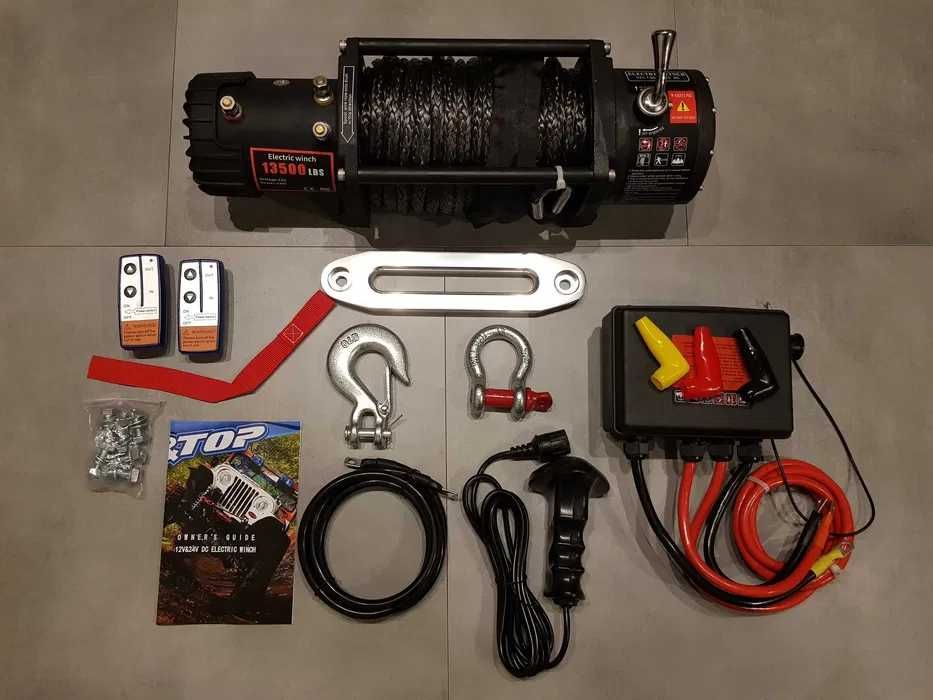 Wyciągarka 6.5T 13500lbs Lina Syntetyczna Wysyłka FV Wciągarka 12v