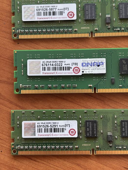 4x 4G 2Rx8 DDR3 1600 U