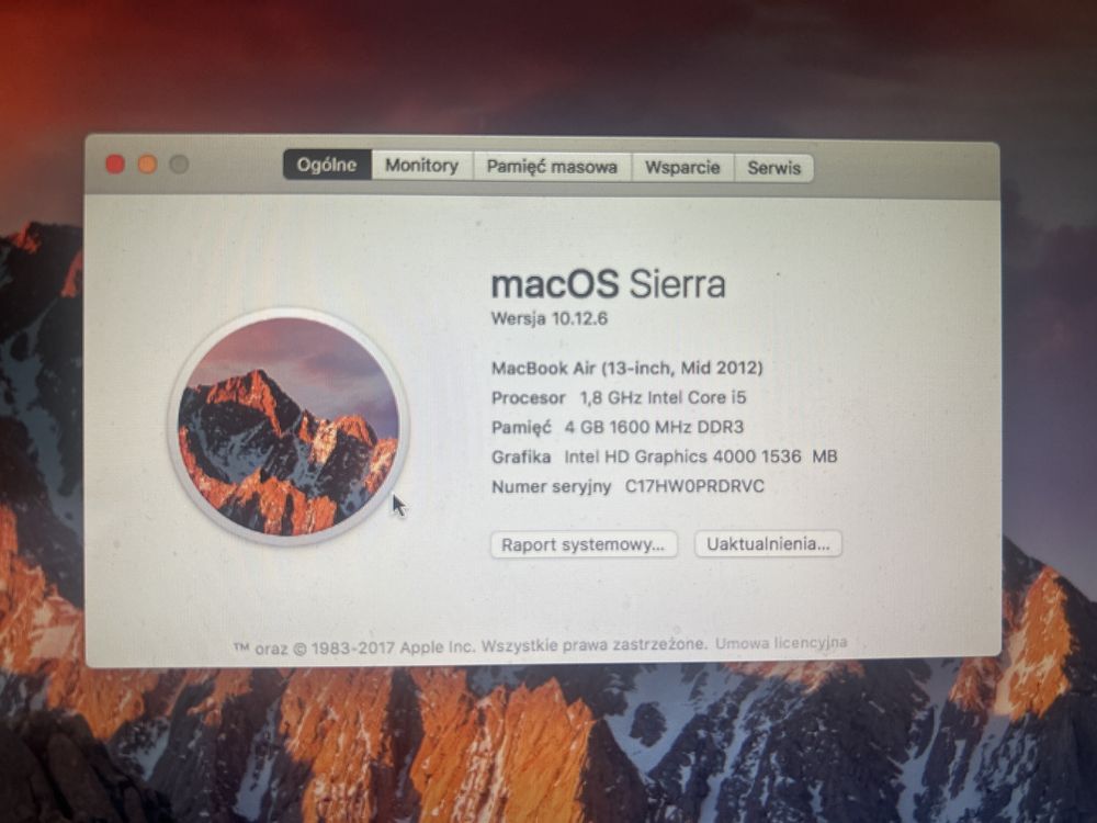 MacBook Air A1466 i5 1.8 GHz DDR3