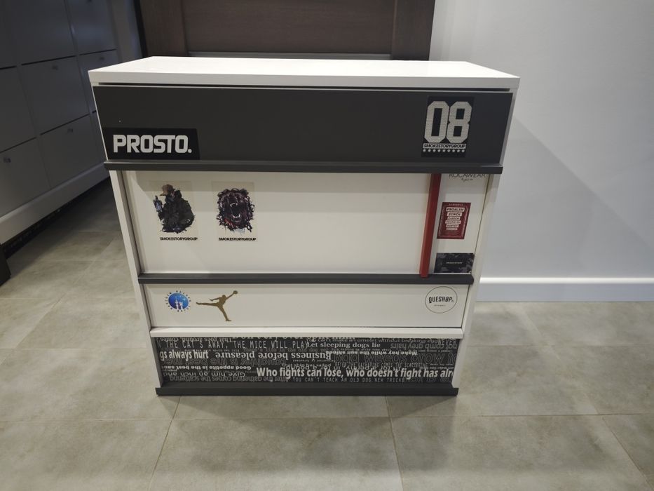 Komoda + biurko młodzieżowe białe - szare