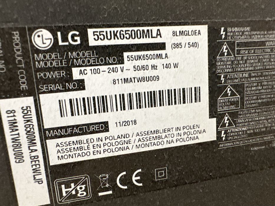 Części do telewizora LG 55UK6500MLA
