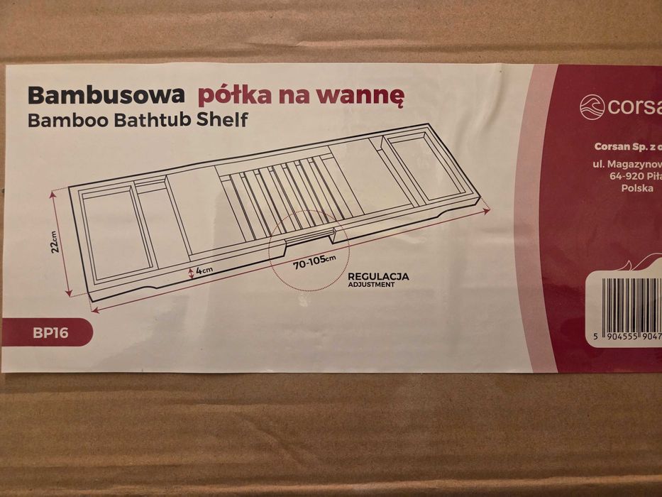 Półka bambusowa na wanne, regulowana