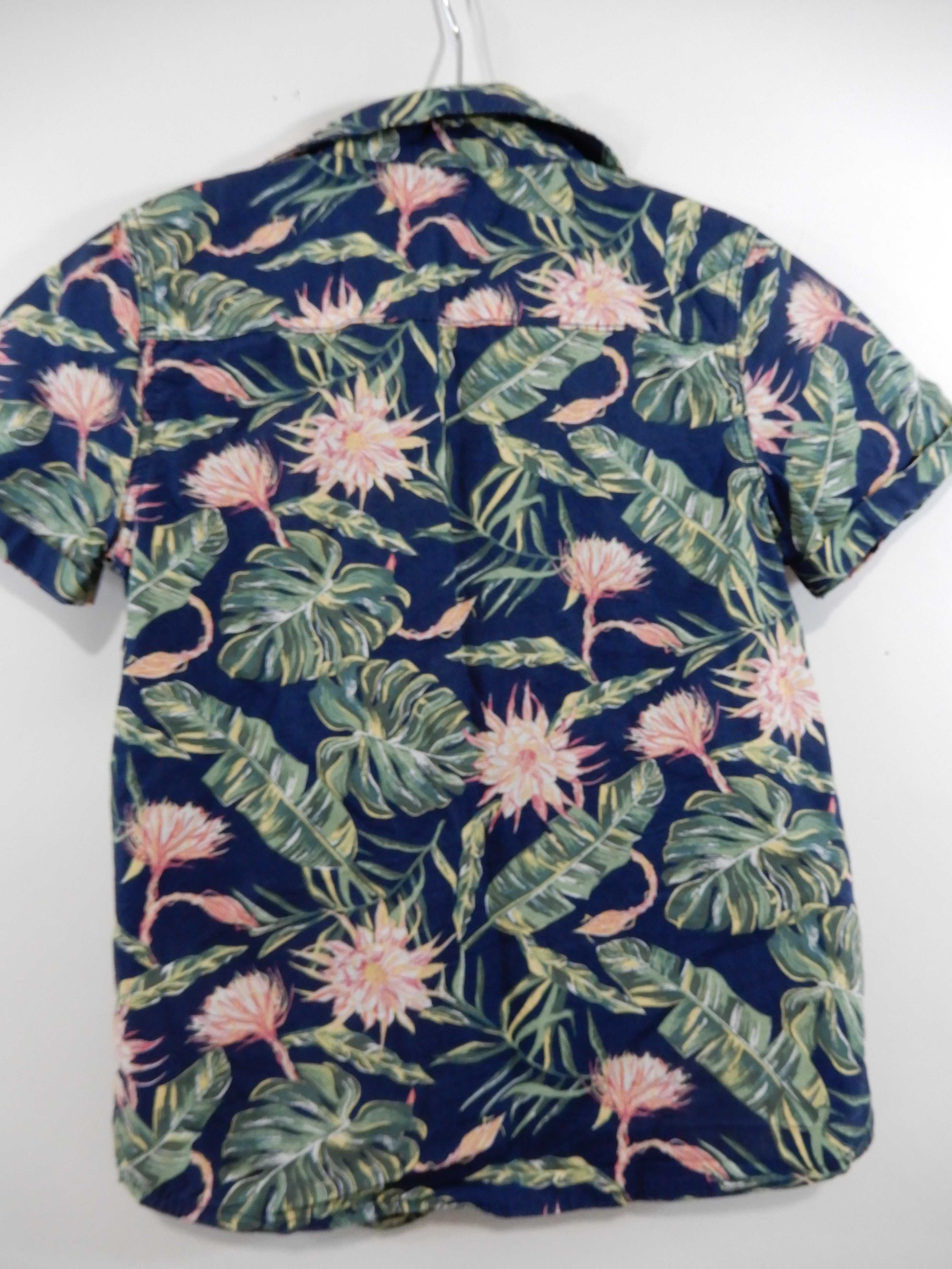Koszula z krótkim rękawem wzór print roślinny niebieska  Primark 98