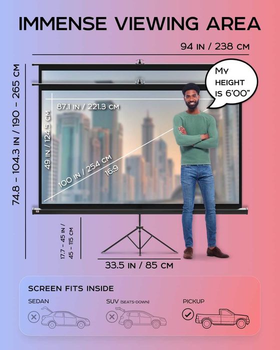 Nowy ekran projekcyjny / telewizor /statyw/płótno/100cali/ 16:9 !8617!