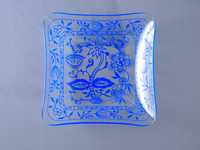 wzór cebulowy piękny szklany talerzyk olbernhau