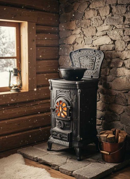 Печь / камин / буржуйка чугунная / 9 кВт отопление до 90м2 ,  225м3