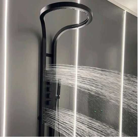 Coluna Duche Circular com Jatos  LUXURY Metal Gun/ Gold