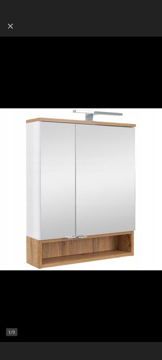 Szafka z lustrem biała połysk /dąb witam 60x76