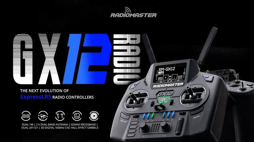 Пульт керування RadioMaster TX12 + 5000mah i GX12 ELRS M2