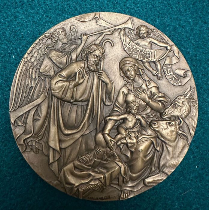 Medalha comemorativa em bronze natal 71