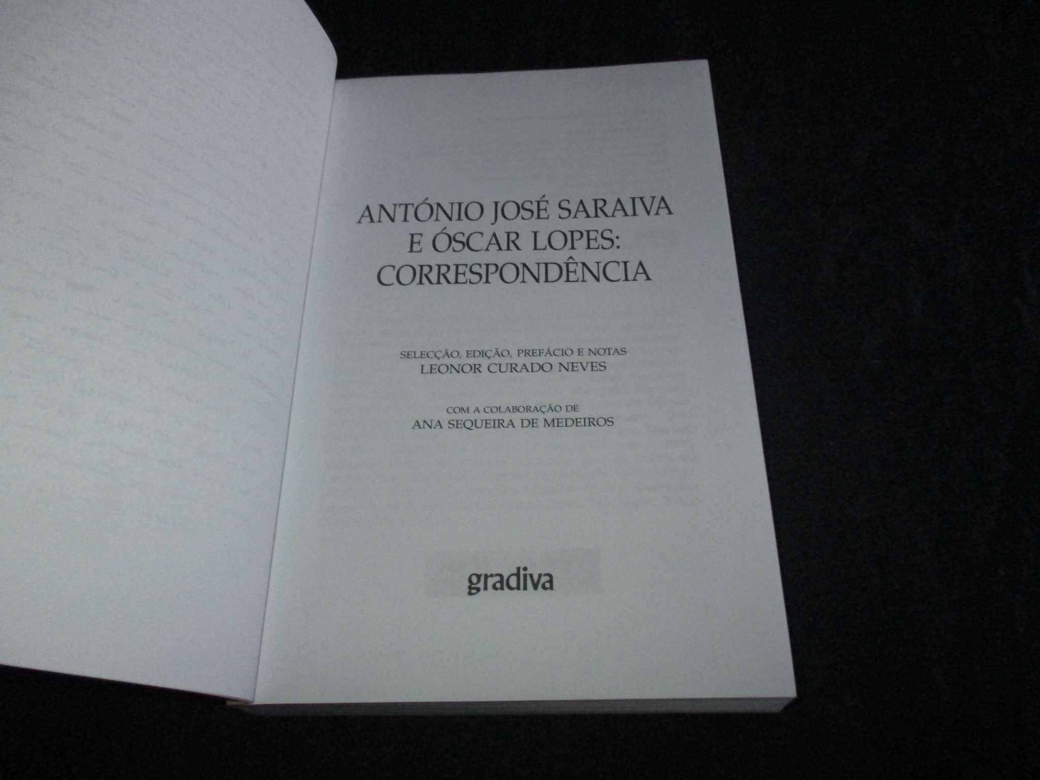 Livro António José e Saraiva Óscar Lopes Correspondência Gradiva