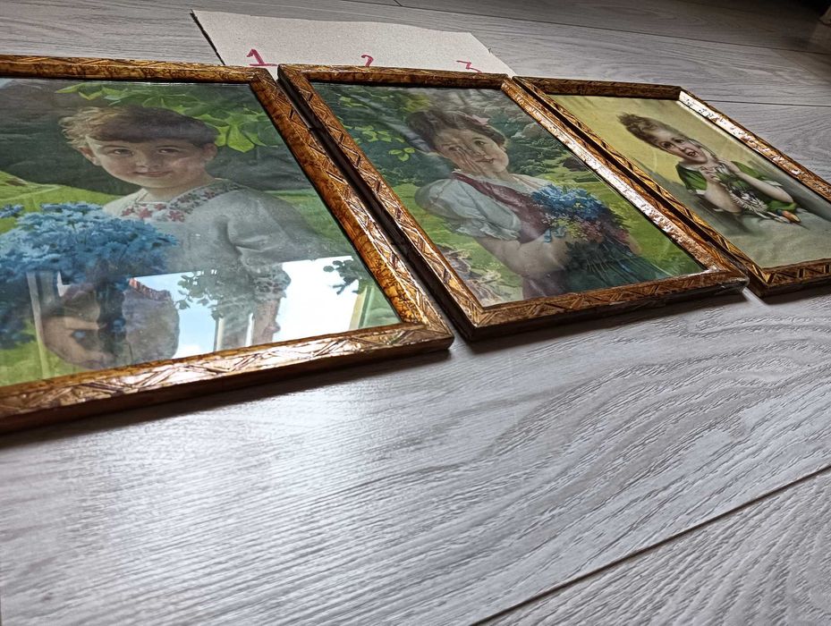 Stare obrazki w ramce+szkło. Brak pozycji 3