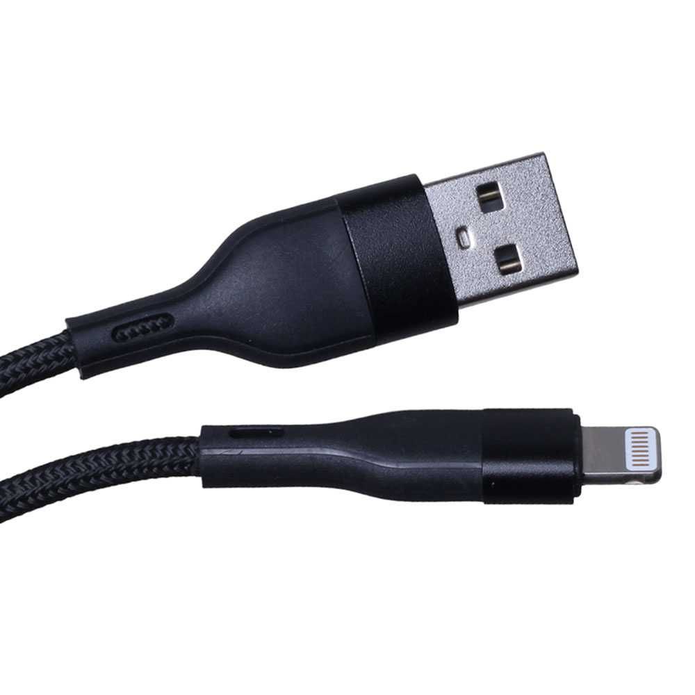 Kabel USB Maxlife do Apple iPhone 8-PIN Lightning 2A czarny, nylonowy