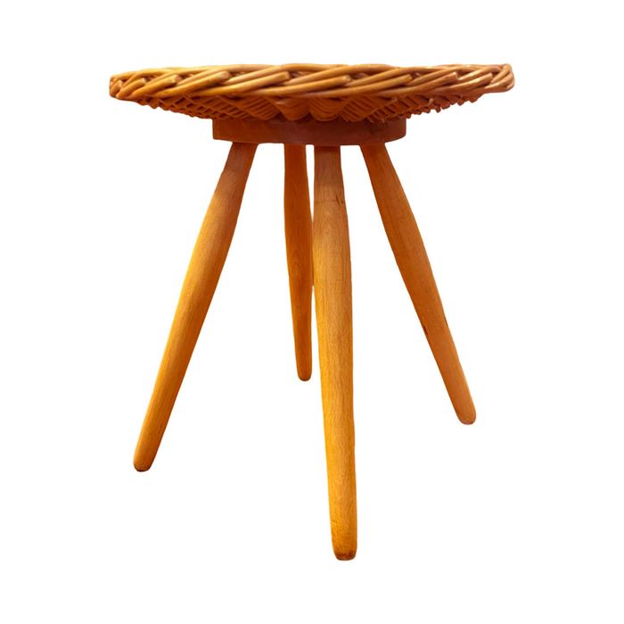 Taboret rattanowy proj. J. Kalous, Úluv, Czechosłowacja, lata 60.
