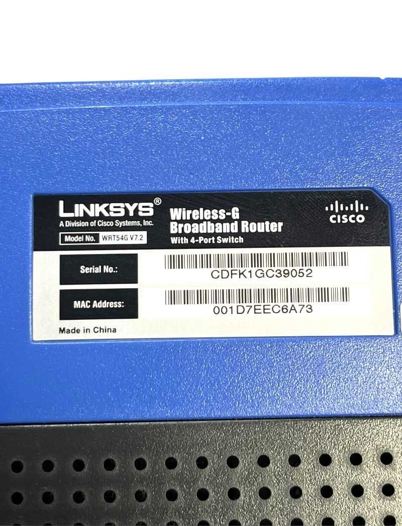 Router Linksys WRT54G v: 7.2