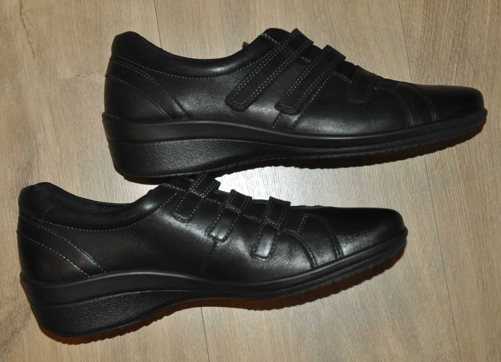 ECCO R.41 półbuty, skórzane sneakersy na 3 rzepy, buty na co dzień