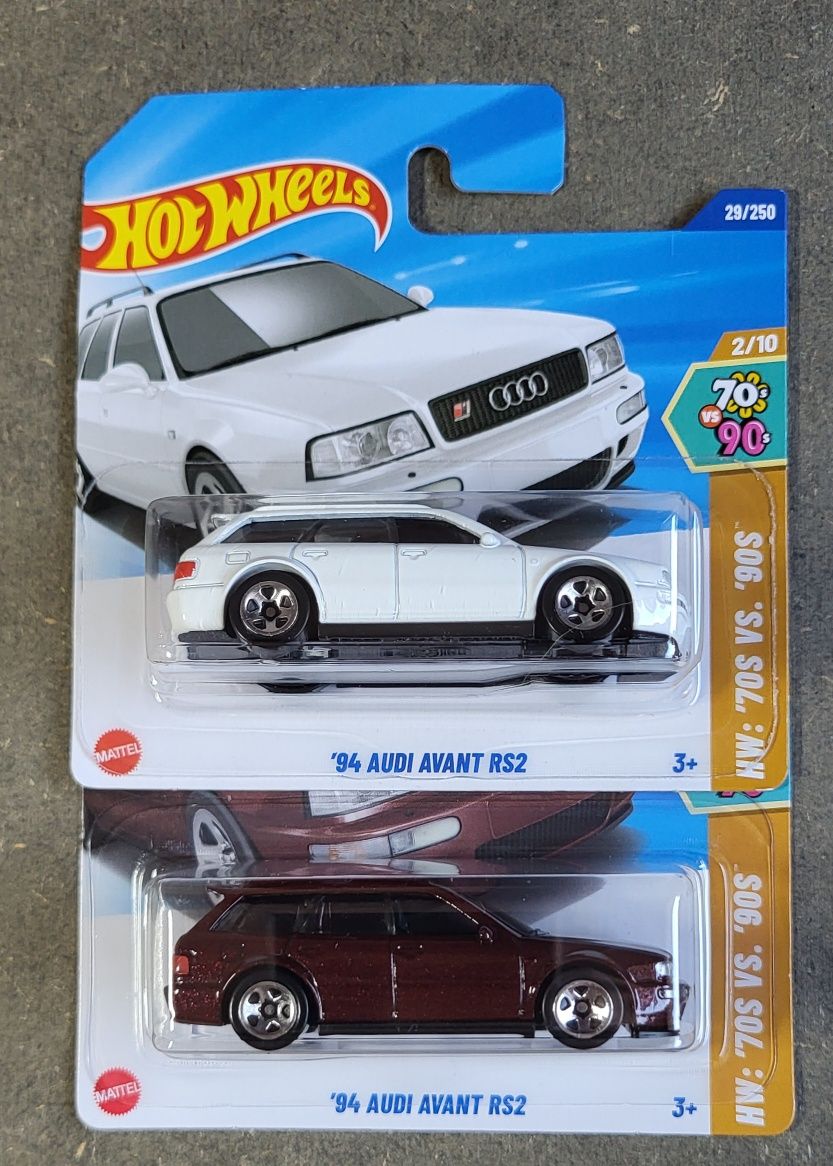 2 x Hot Wheels '94 Audi Avant RS2 Białe i Bordowe