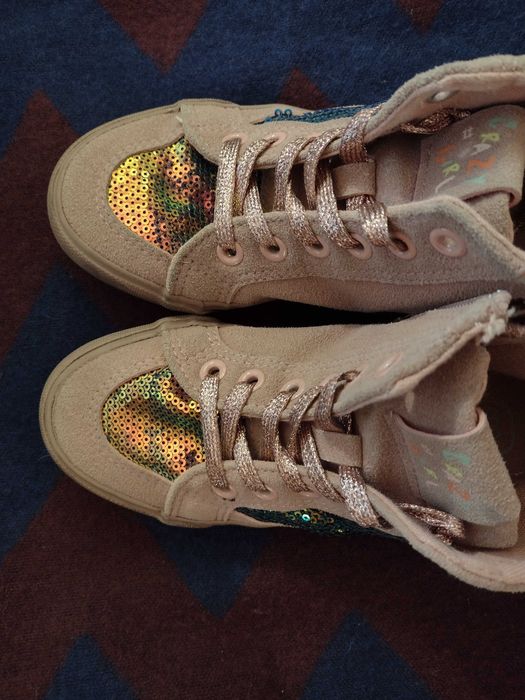 Cool club buty zamszowe r. 31 cekiny   pudrowy róż suwak