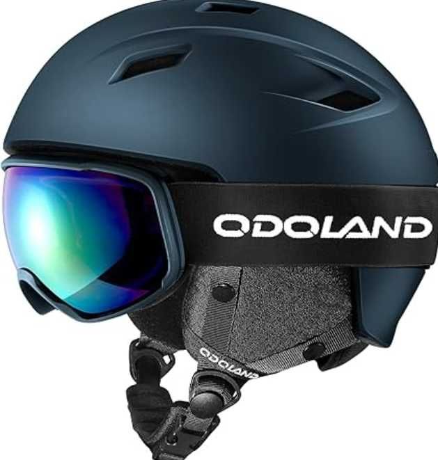 Kask Narciarski z Goglami UV ODOLAND Ciemnoniebieski 54-56cm Rozmiar M