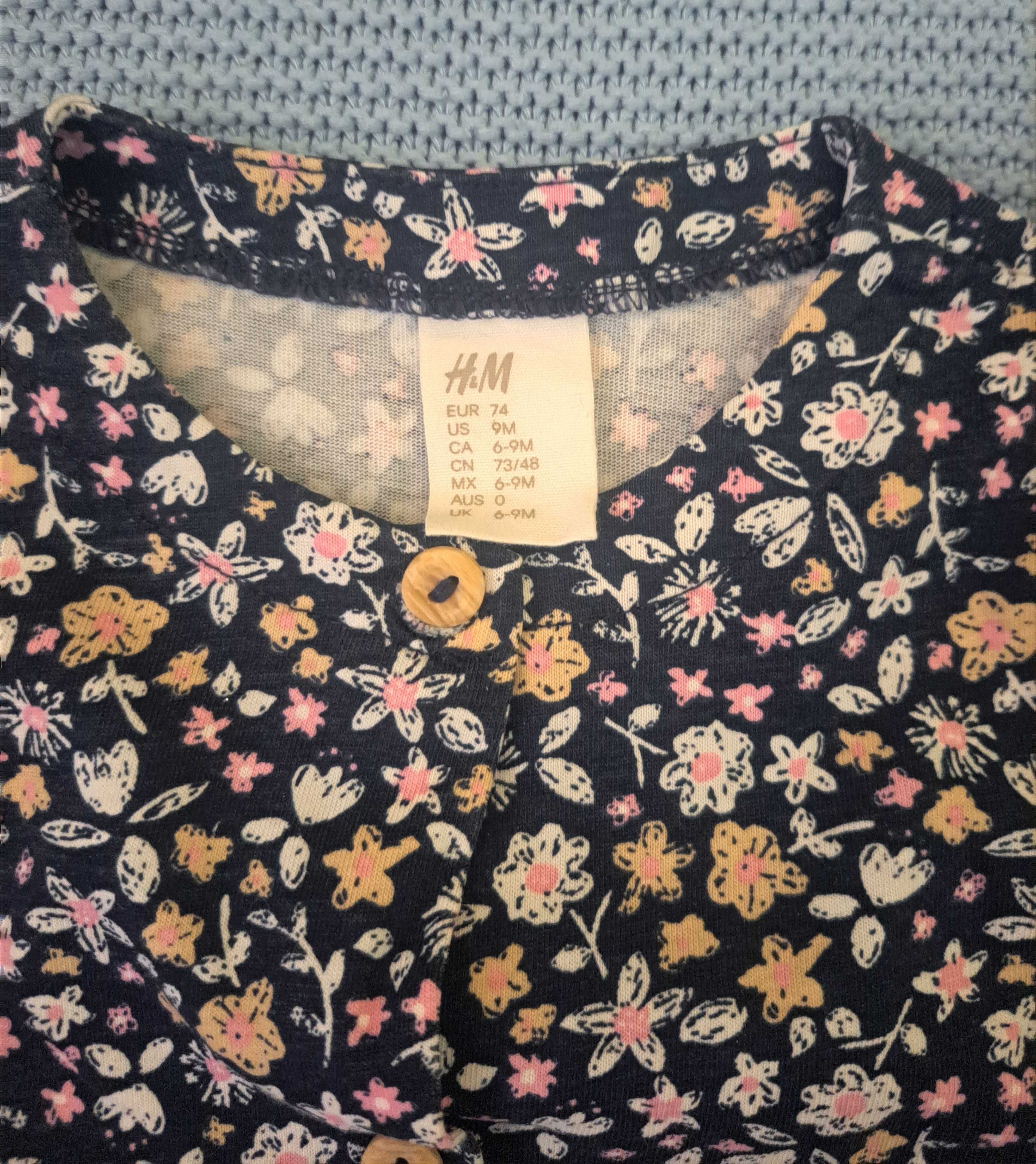 Kombinezon bawełniany z długim rękawem, 4-6 i 6-9 miesięcy, H&M - 2szt