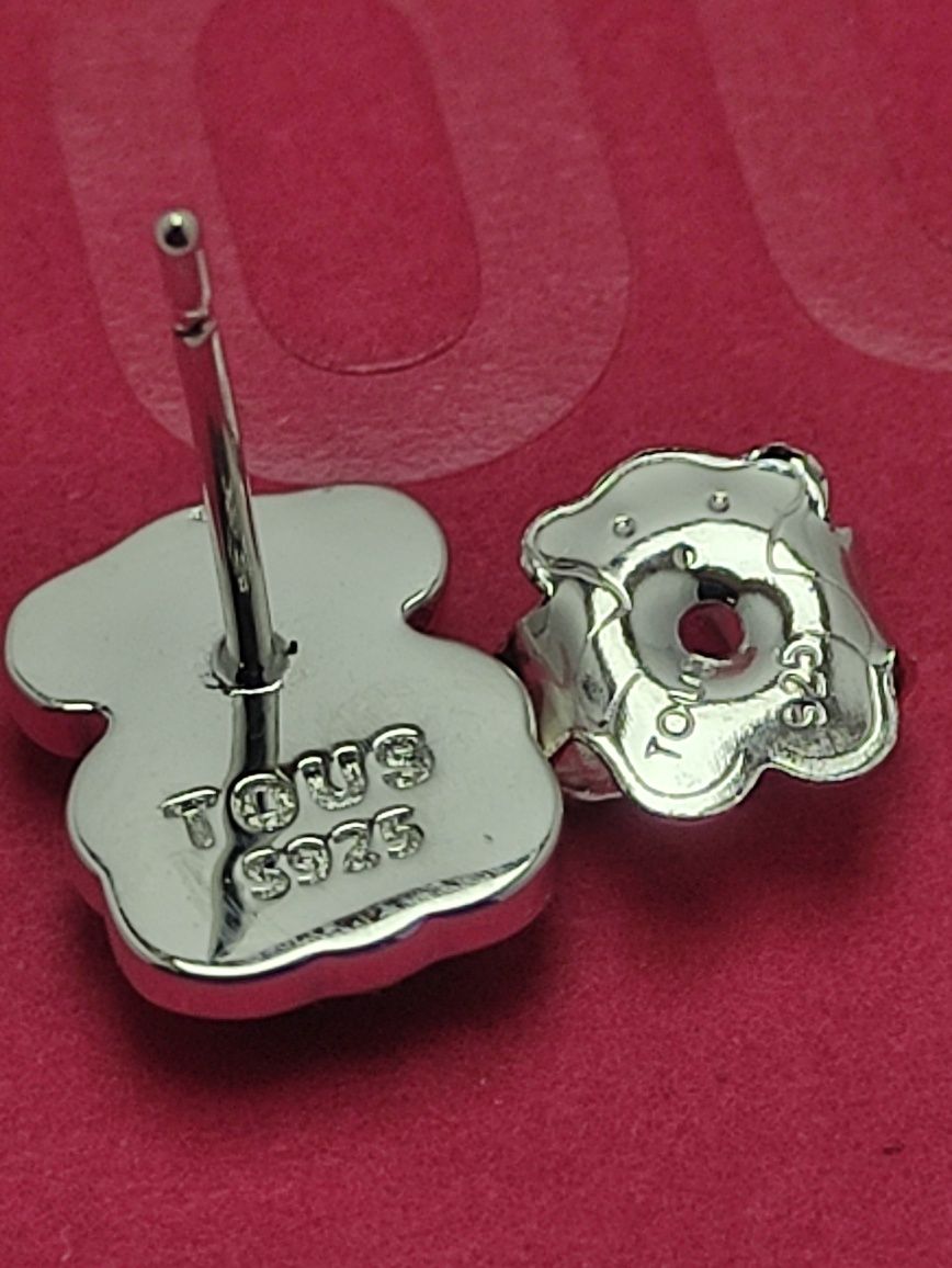 Kolczyki srebrne 925 z misiem z onyksu 0,9 cm
