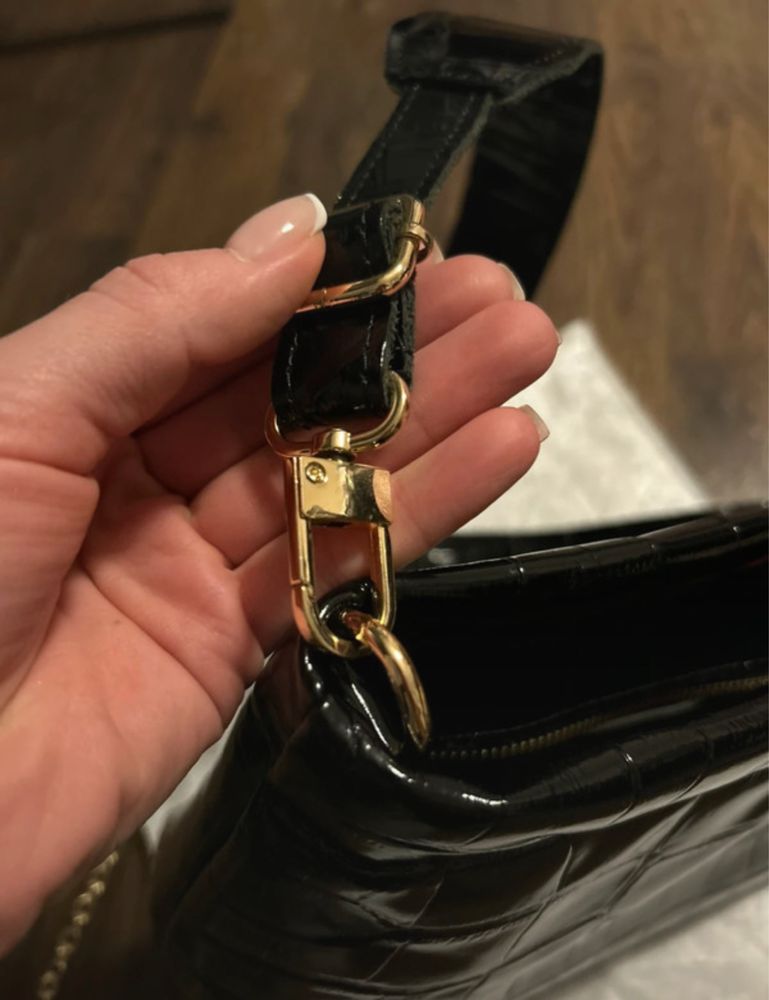 Fabiola Maeve torebka skórzana Black Croco Gold