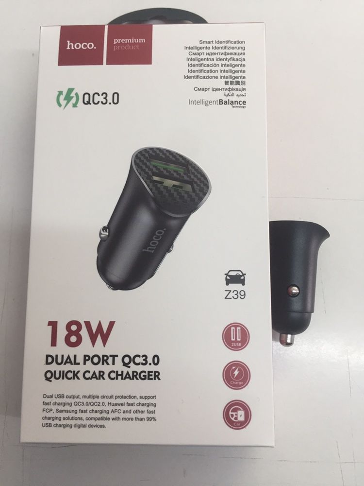 Автомобільний зарядний пристрій Hoco Z39 (2USB,QC3.0,18W)