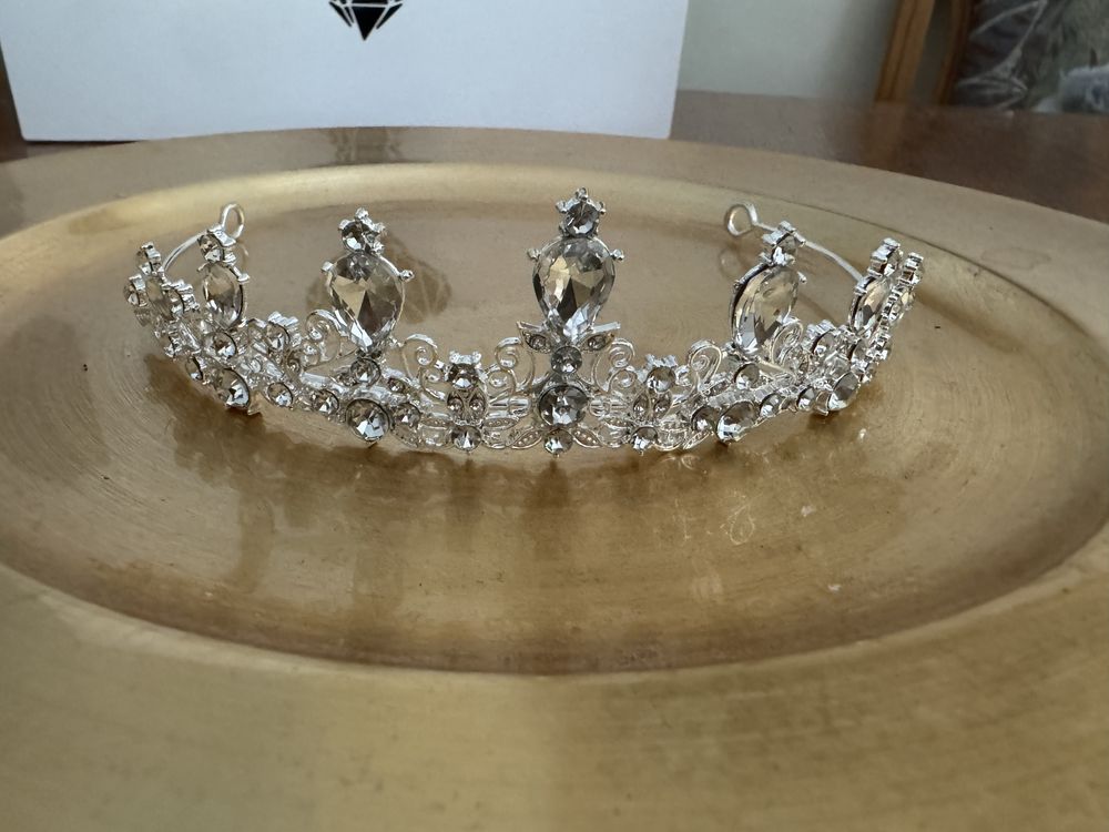 Tiara ślubna srebrna