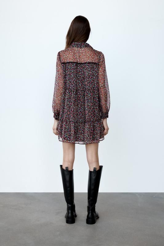 Платье шифоновое с цветочным принтом zara S