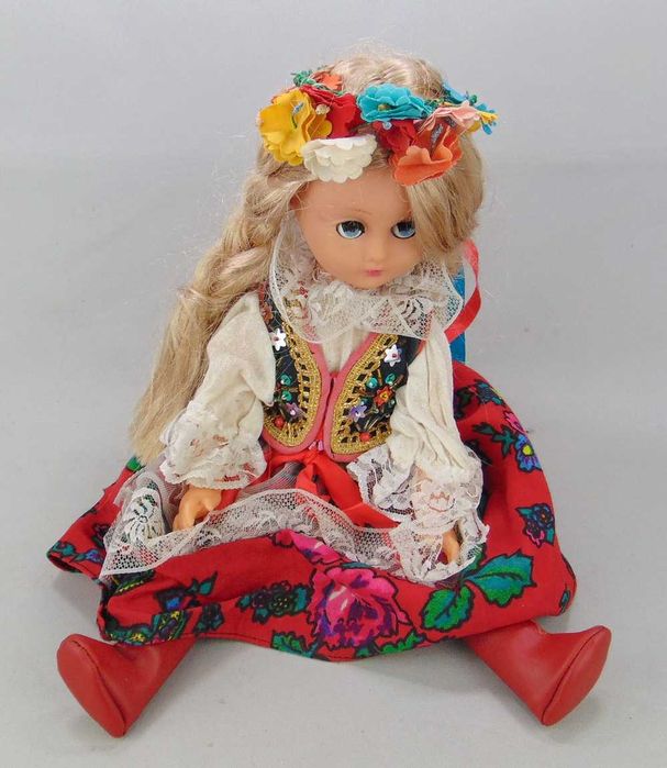 Lalka PRL w stroju ludowym - wysokość 40 cm