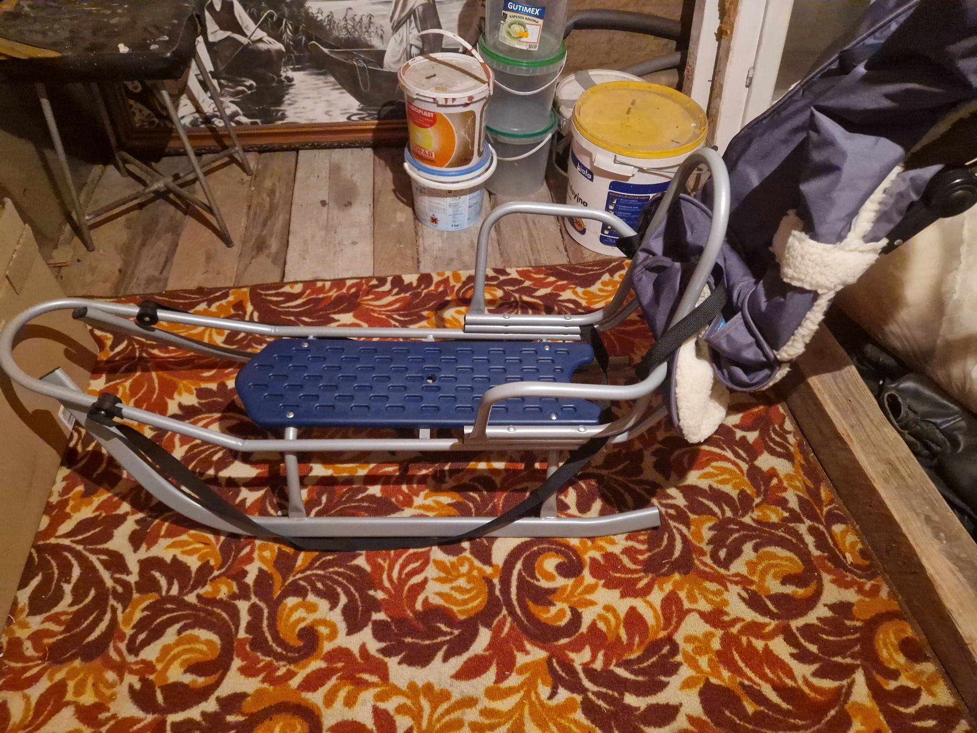 Sanki metalowe Adbor Piccolino z popychaczem i śpiworem