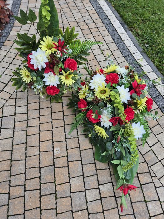 Duży stroik na grób komplet nagrobny kwiaty wszystkich świętych