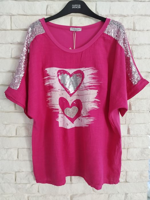 Włoska cudna bluzka na lato cekiny cyrkonie plus size xxxl 48