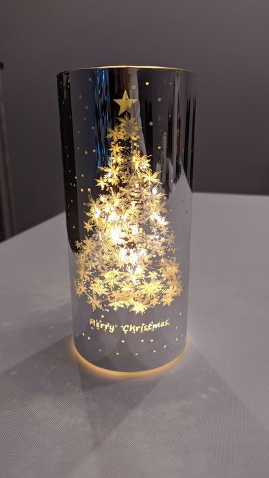 Srebrna lampka dekoracyjna LED nowa choinka