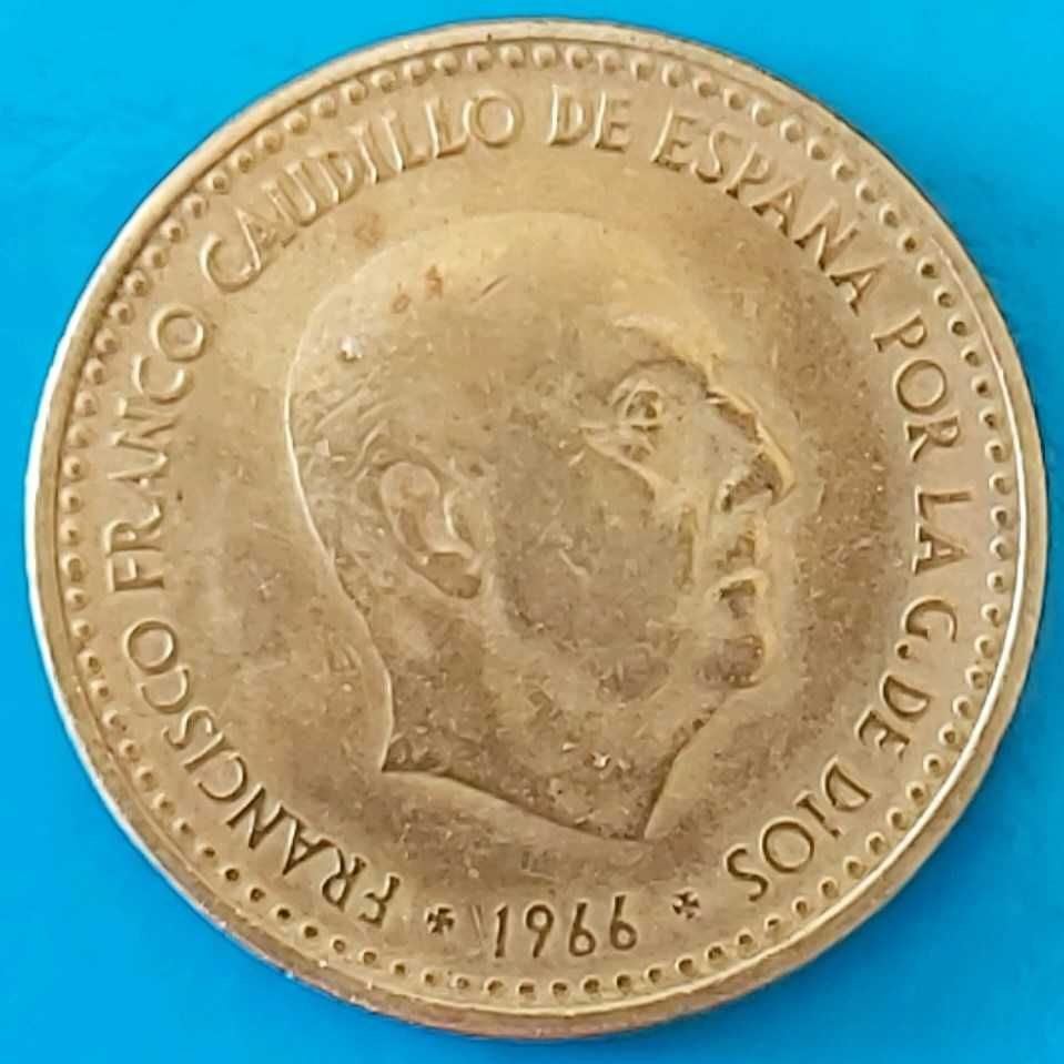 Una Peseta de 1966 com *68* na estrela, Espanha