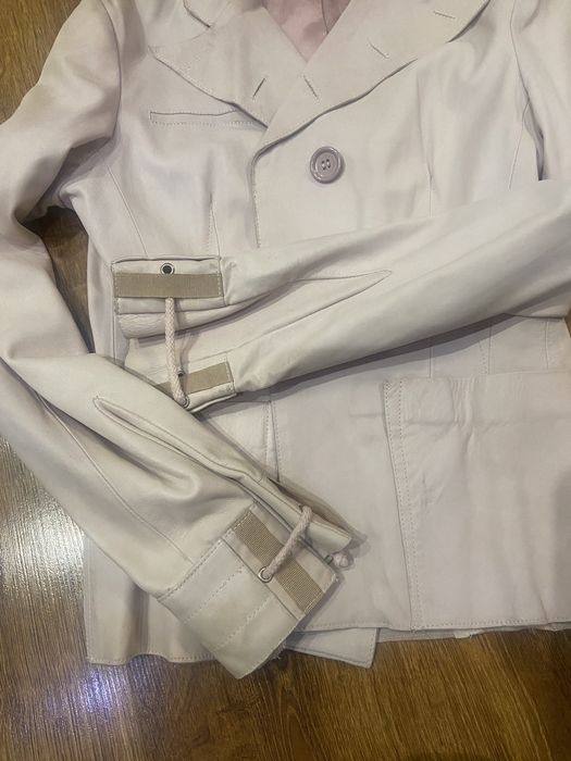 Жакет із натуральної шкіри наппа пудрового кольору