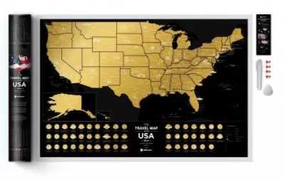 Mapa zdrapka - Travel Map USA Black