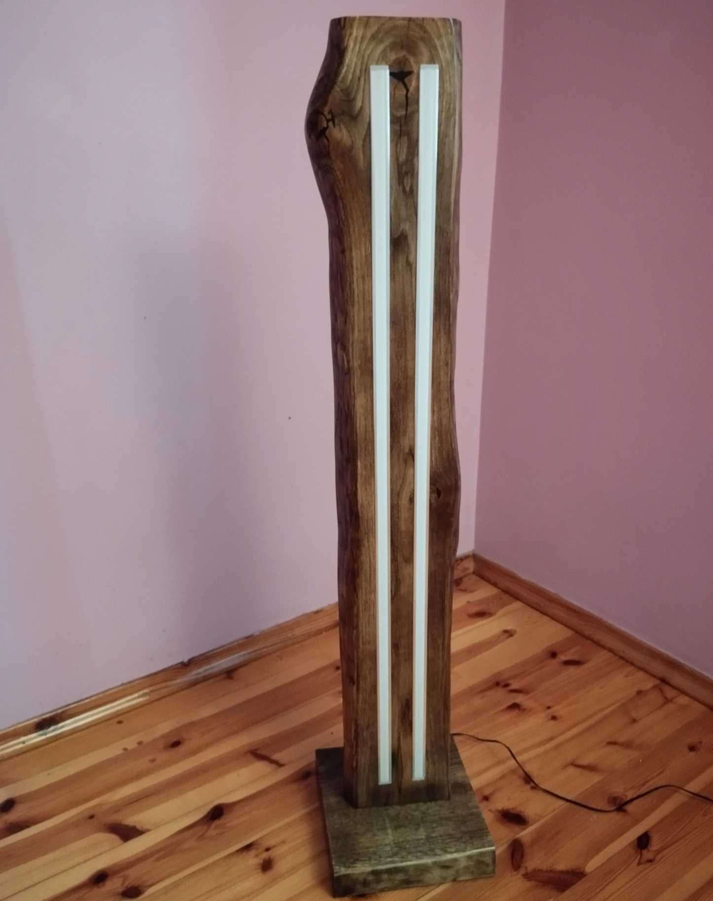 lampa stojąca do salonu, podłogowa, lity dąb, led rgb, wysyłka