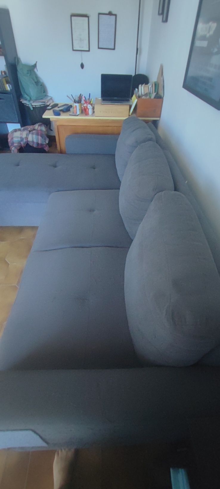 Sofá cama 3 lugares com chaise long