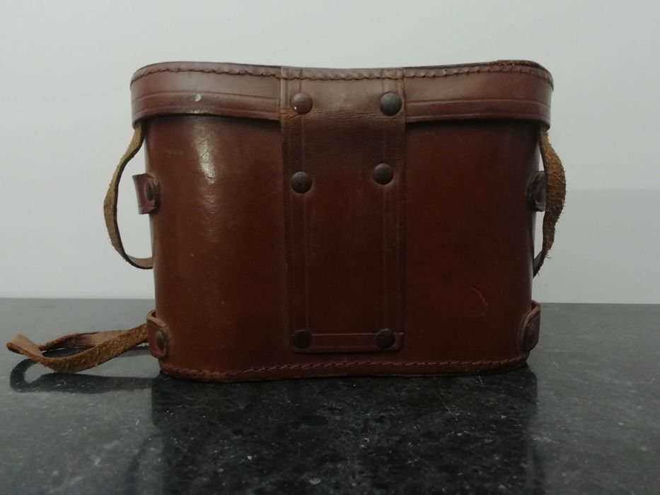 Binóculos antigos com estojo em pele