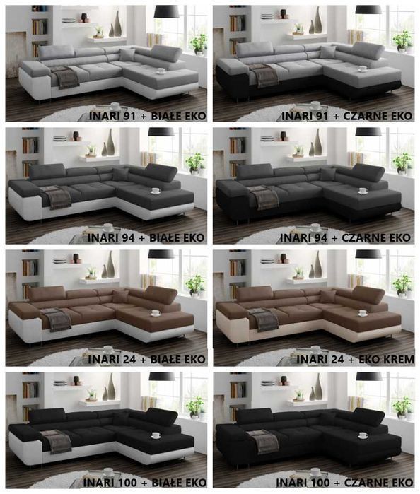 Narożnik MIAMI rogówka REGULOWANE zagłówki RUCHOME sofa od producenta